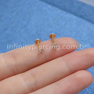 Piercing Labret Aço Cirúrgico Zircônia Estrela