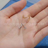 Piercing Twister Aço Cirúrgico Zircônia Quadrada