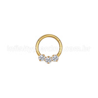 Piercing Argola Aço Cirúrgico Segmento Articulado 3 Zircônias