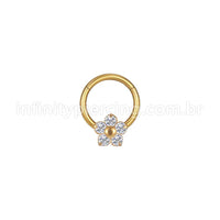 Piercing Argola Aço Cirúrgico Segmento Articulado Flor Zircônia Cravejada
