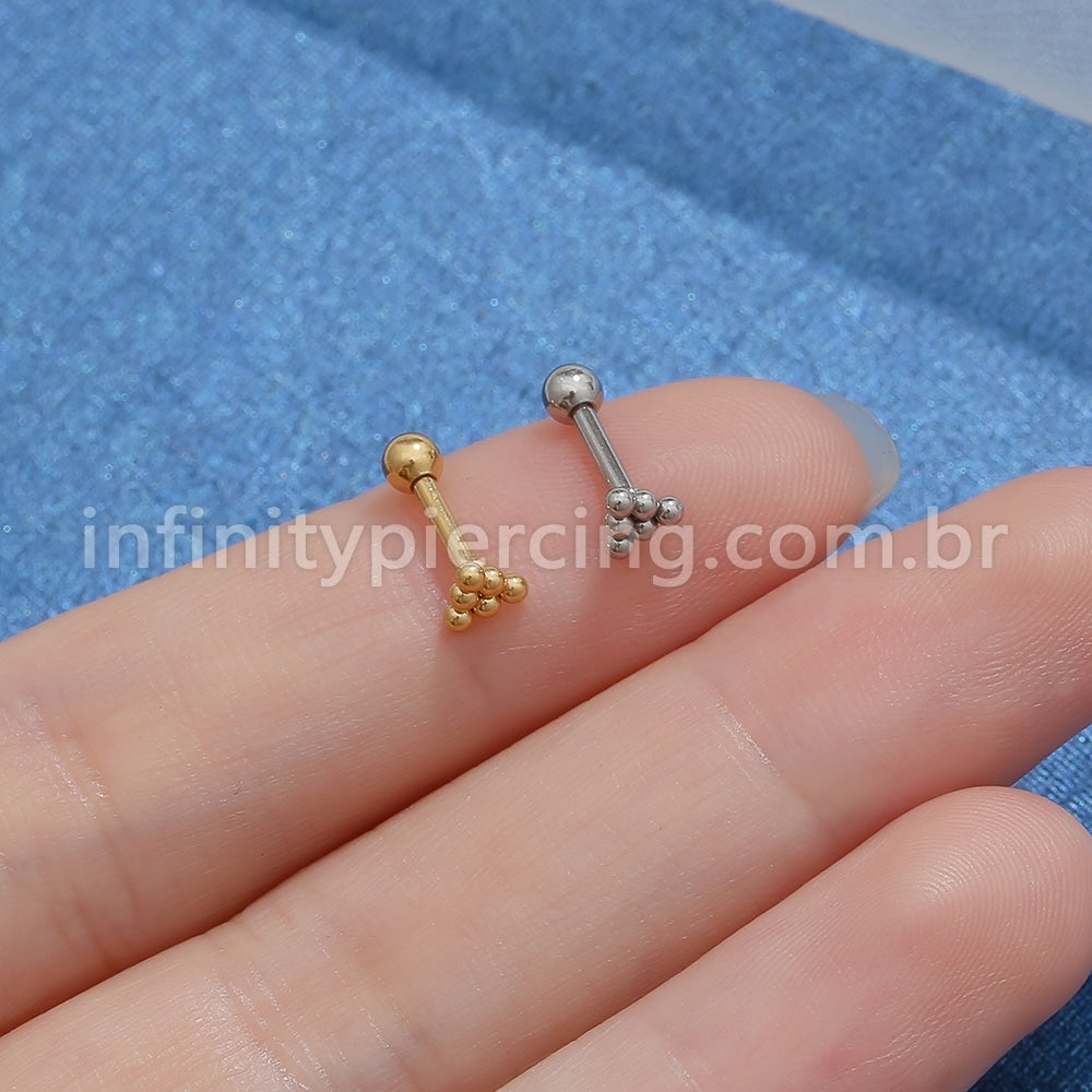 Piercing MiniBarbell Triângulo Aço Cirúrgico