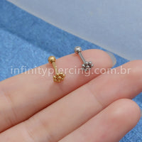 Piercing MiniBarbell Flor Aço Cirúrgico