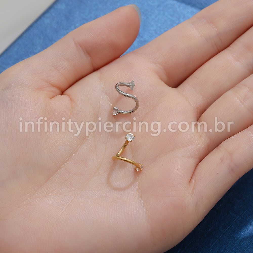 Piercing Twister Aço Cirúrgico Zircônia Redonda