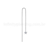 Piercing Palitinho Corrente Aço Cirúrgico Flor 5 Pétalas Zircônia Cravejada