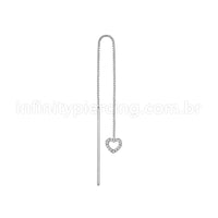 Piercing Palitinho Corrente Aço Cirúrgico Coração Zircônia Cravejada