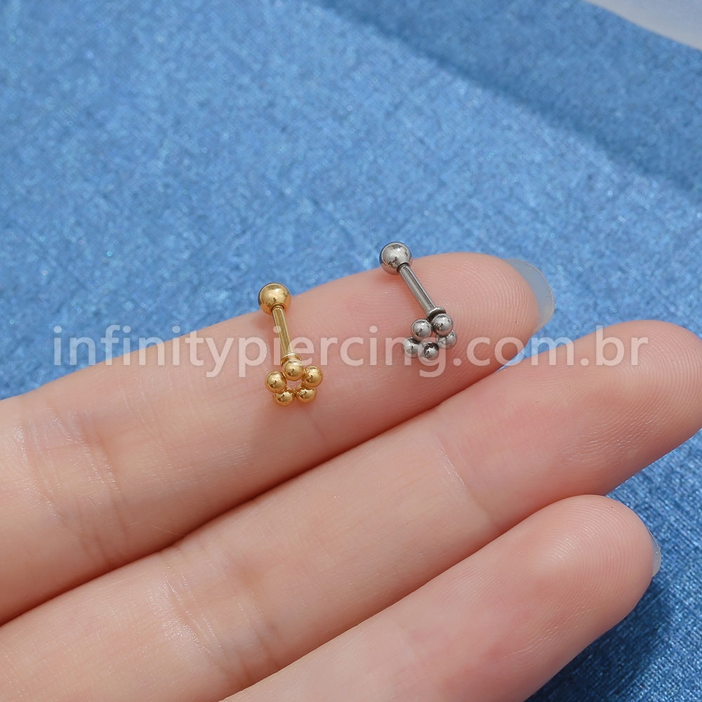 Piercing MiniBarbell Flor Aço Cirúrgico