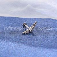 Piercing Labret Aço Cirúrgico Cluster 7 Zircônias