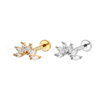 Piercing Labret Aço Cirúrgico 6 Zircônias