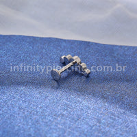 Piercing Labret Aço Cirúrgico Cluster 5 Zircônias
