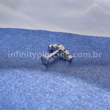 Piercing Labret Aço Cirúrgico Cluster 5 Zircônias