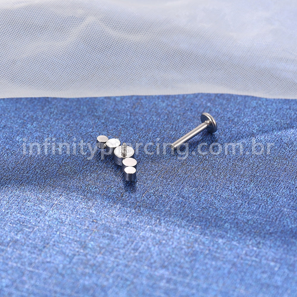 Piercing Labret Aço Cirúrgico Cluster 5 Zircônias