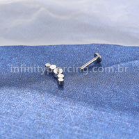 Piercing Labret Aço Cirúrgico Cluster 5 Zircônias
