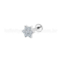 Piercing Labret Aço Cirúrgico Flor Zircônia