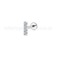 Piercing Labret Aço Cirúrgico Barra 4 Zircônias