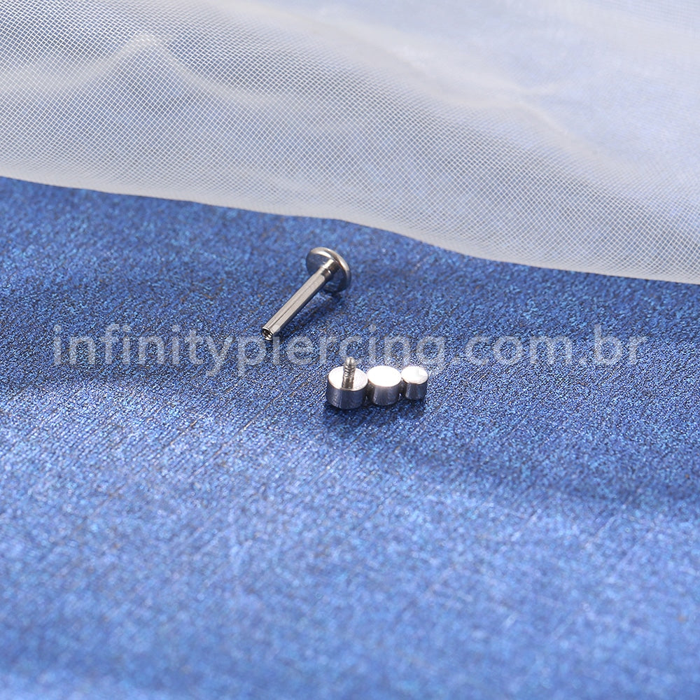 Piercing Labret Aço Cirúrgico Trio Zircônia