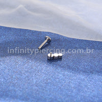 Piercing Labret Aço Cirúrgico Trio Zircônia