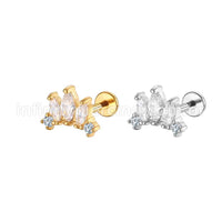 Piercing Labret Aço Cirúrgico Detalhes 5 Zircônias