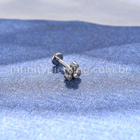 Piercing Labret Aço Cirúrgico 4 Zircônias