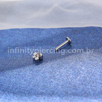 Piercing Labret Aço Cirúrgico 4 Zircônias