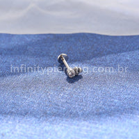 Piercing Labret Aço Cirúrgico 4 Zircônias