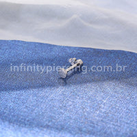 Piercing Labret Aço Cirúrgico 4 Zircônias