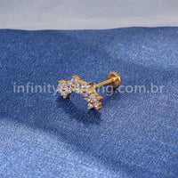Piercing Labret Aço Cirúrgico 4 Mini Flores Zircônia