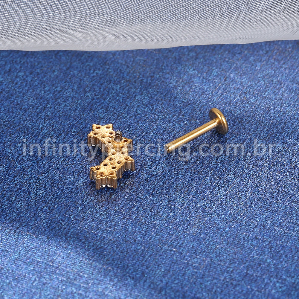 Piercing Labret Aço Cirúrgico 4 Mini Flores Zircônia