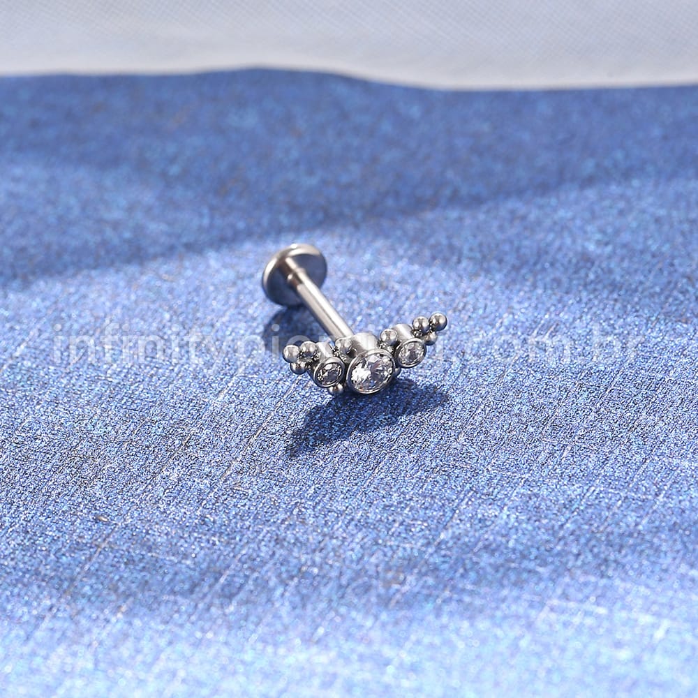 Piercing Labret Aço Cirúrgico Indiano Zircônias