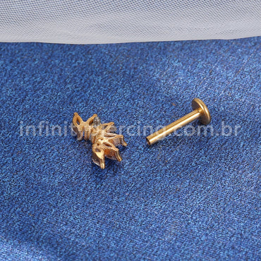 Piercing Labret Aço Cirúrgico 6 Zircônias