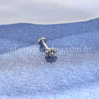 Piercing Labret Aço Cirúrgico Meia Flor Zircônia