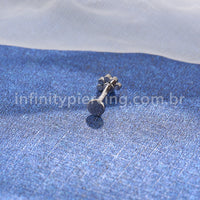 Piercing Labret Aço Cirúrgico Meia Flor Zircônia