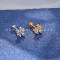 Piercing Labret Aço Cirúrgico Flor Zircônia
