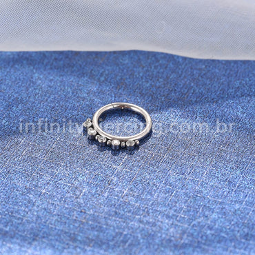 Piercing Argola Aço Cirúrgico Indiano 5 Zircônias