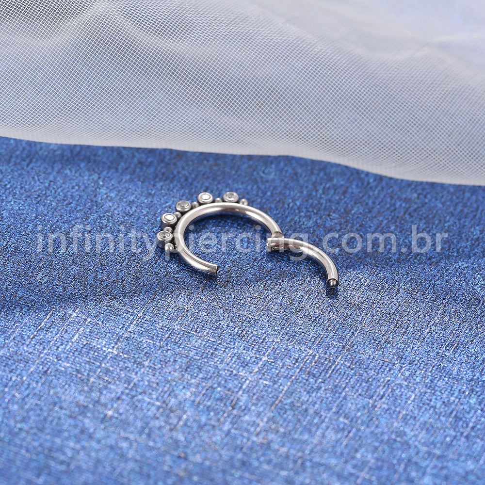 Piercing Argola Aço Cirúrgico Indiano 5 Zircônias