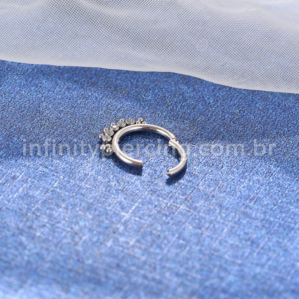 Piercing Argola Aço Cirúrgico Indiano 5 Zircônias