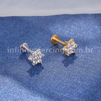 Piercing Labret Aço Cirúrgico Flor Zircônia