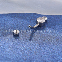 Piercing Banana Aço Cirúrgico 2 Zircônias