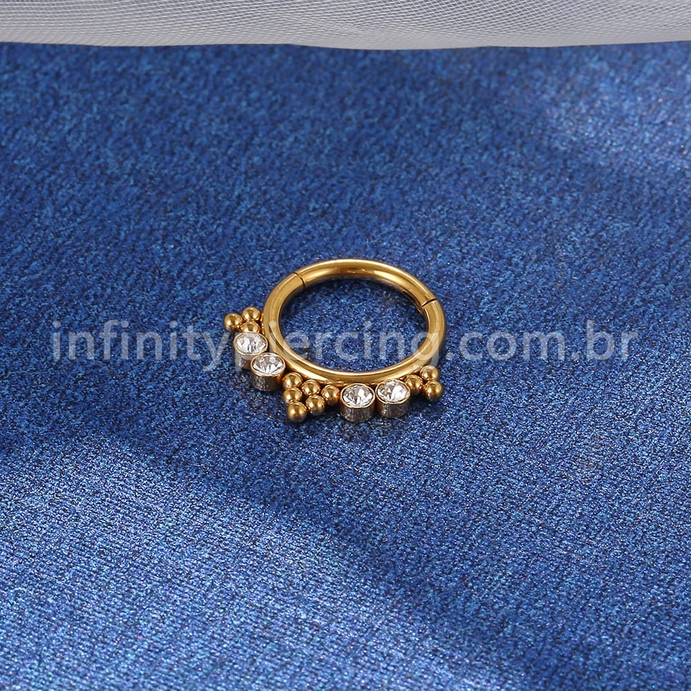 Piercing Argola Aço Cirúrgico Segmento Articulado Indiano Zircônia