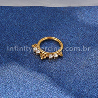 Piercing Argola Aço Cirúrgico Segmento Articulado Indiano Zircônia