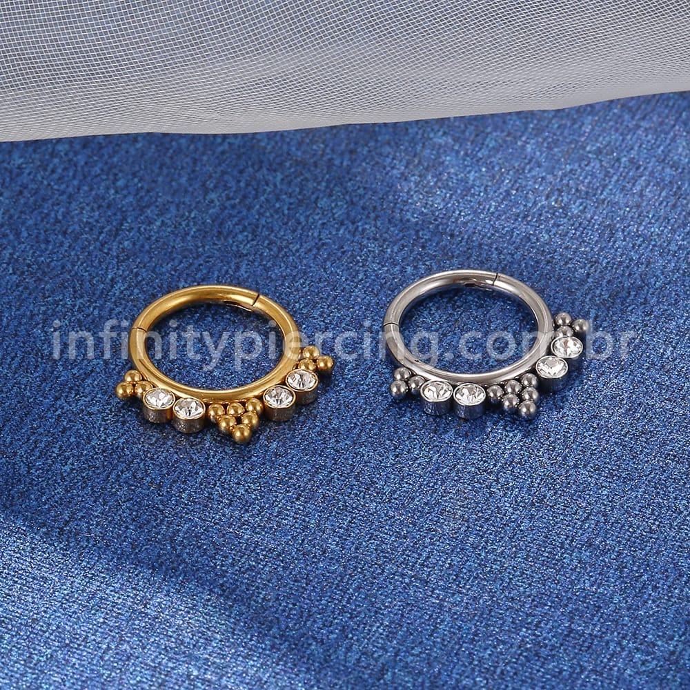 Piercing Argola Aço Cirúrgico Segmento Articulado Indiano Zircônia