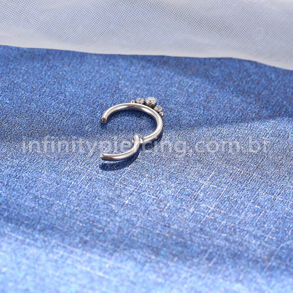 Piercing Argola Aço Cirúrgico Indiano 3 Zircônias