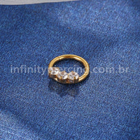 Piercing Argola Aço Cirúrgico Segmento Articulado 3 Zircônias