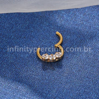 Piercing Argola Aço Cirúrgico Segmento Articulado 3 Zircônias