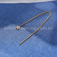Piercing Palitinho Corrente Aço Cirúrgico Flor 5 Pétalas Zircônia Cravejada