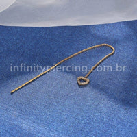 Piercing Palitinho Corrente Aço Cirúrgico Coração Zircônia Cravejada