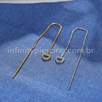 Piercing Palitinho Corrente Aço Cirúrgico Coração Zircônia Cravejada