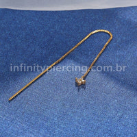 Piercing Palitinho Corrente Aço Cirúrgico Flor 4 Pétalas Zircônia Cravejada