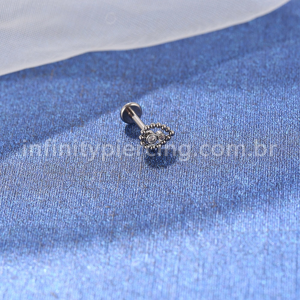 Piercing Labret Titânio Indiano Gota 2 Zircônias