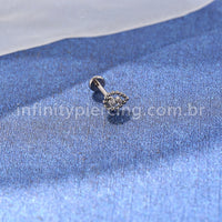 Piercing Labret Titânio Indiano Gota 2 Zircônias