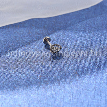 Piercing Labret Titânio Indiano Gota 2 Zircônias